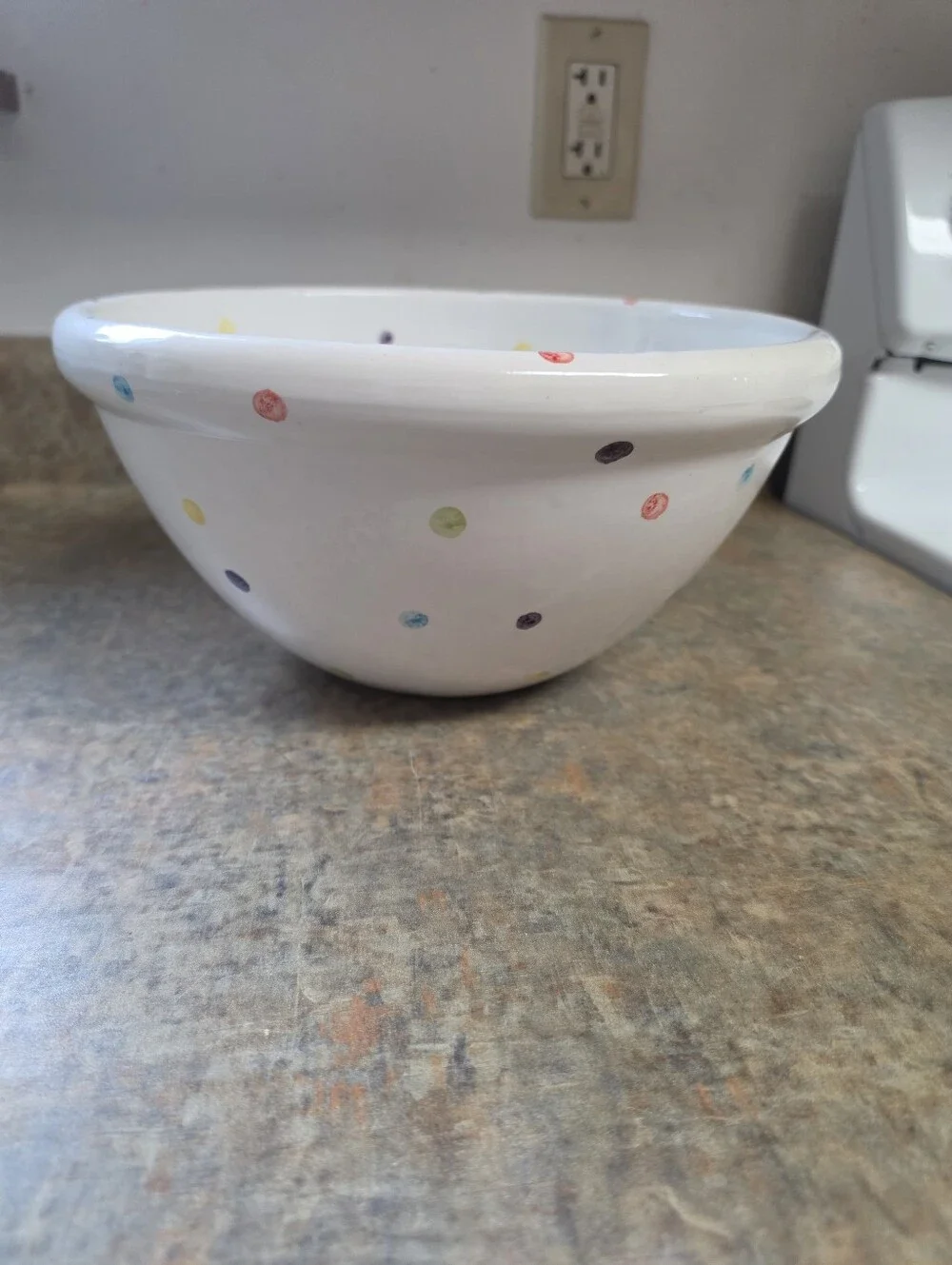 Faiancas Neto & Gomes Large Round Bowl Multicolour Spotty Polksdots